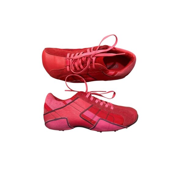 Vintage Y2K Diesel Archive Aquila Lace Up Tennis Shoes Womens 9 Pink Red Suede - Picture 15 of 16